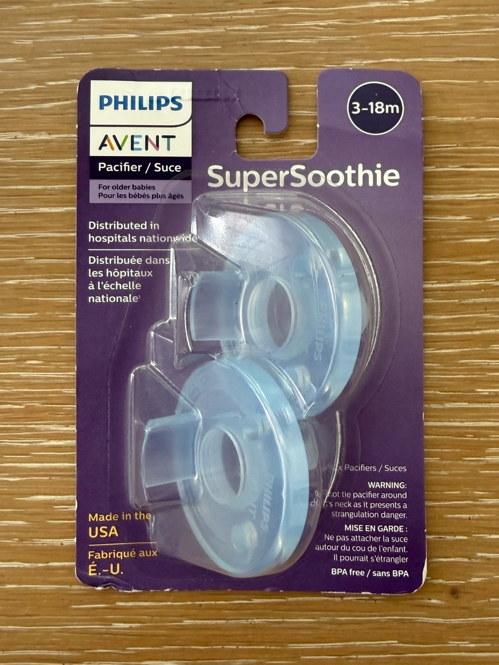 Philips Avent SuperSoothie Pacifiers 3-18M - Light Blue (2-Pack)